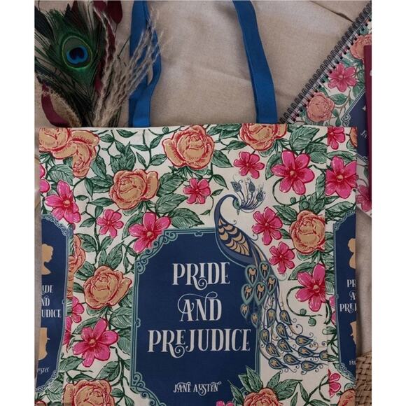 Pride and Prejudice Double Sided Large Canvas Tote Bag Jane Austin Bookish - Picture 5 of 5